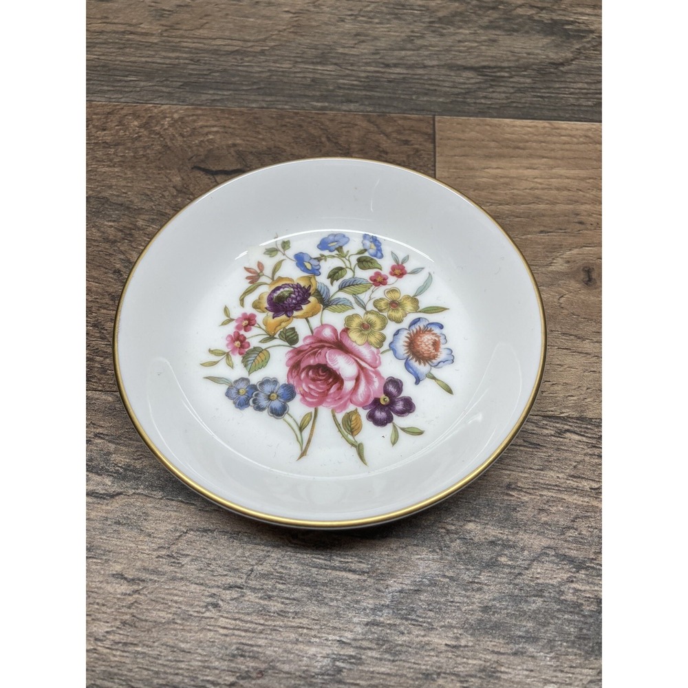 VTG Royal Worcester Fine‎ Bone China Floral Rose Trinket Pin Dish